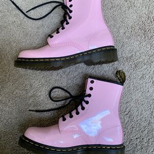 Pink patent leather Doc Martens, women’s size 8